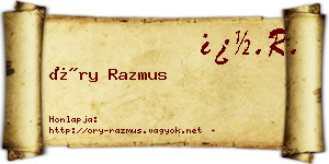 Őry Razmus névjegykártya